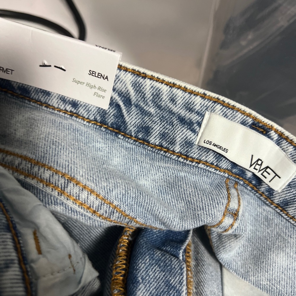 Vervet Jeans Selena High Rise Straight Leg Light Acid Wash Frayed Hem 28 - Picture 10 of 12